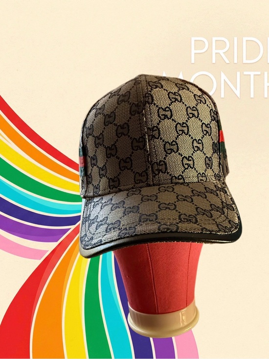 Gucci Other - New Gucci Brown GG Monogram Cap with Black Leather trim and Strap with tag.
